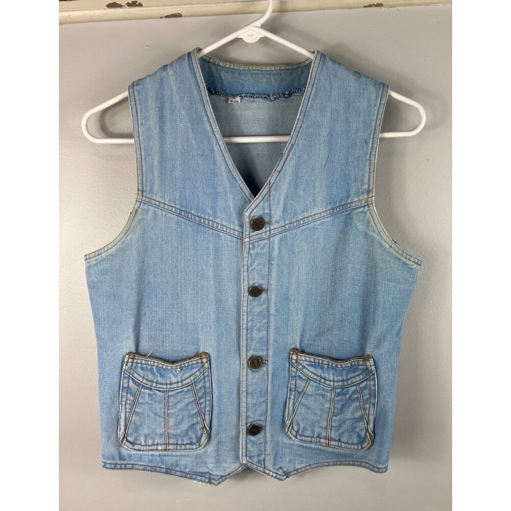 Denim Blue Jean Vest Button up with Pockets XS